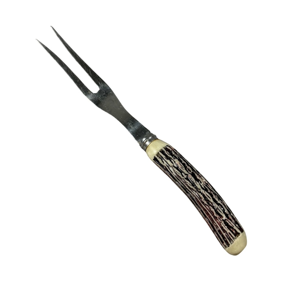 VTG Meat Roast Carving Fork Japan Stag Handle Stainless Steel Rustic Kitchen